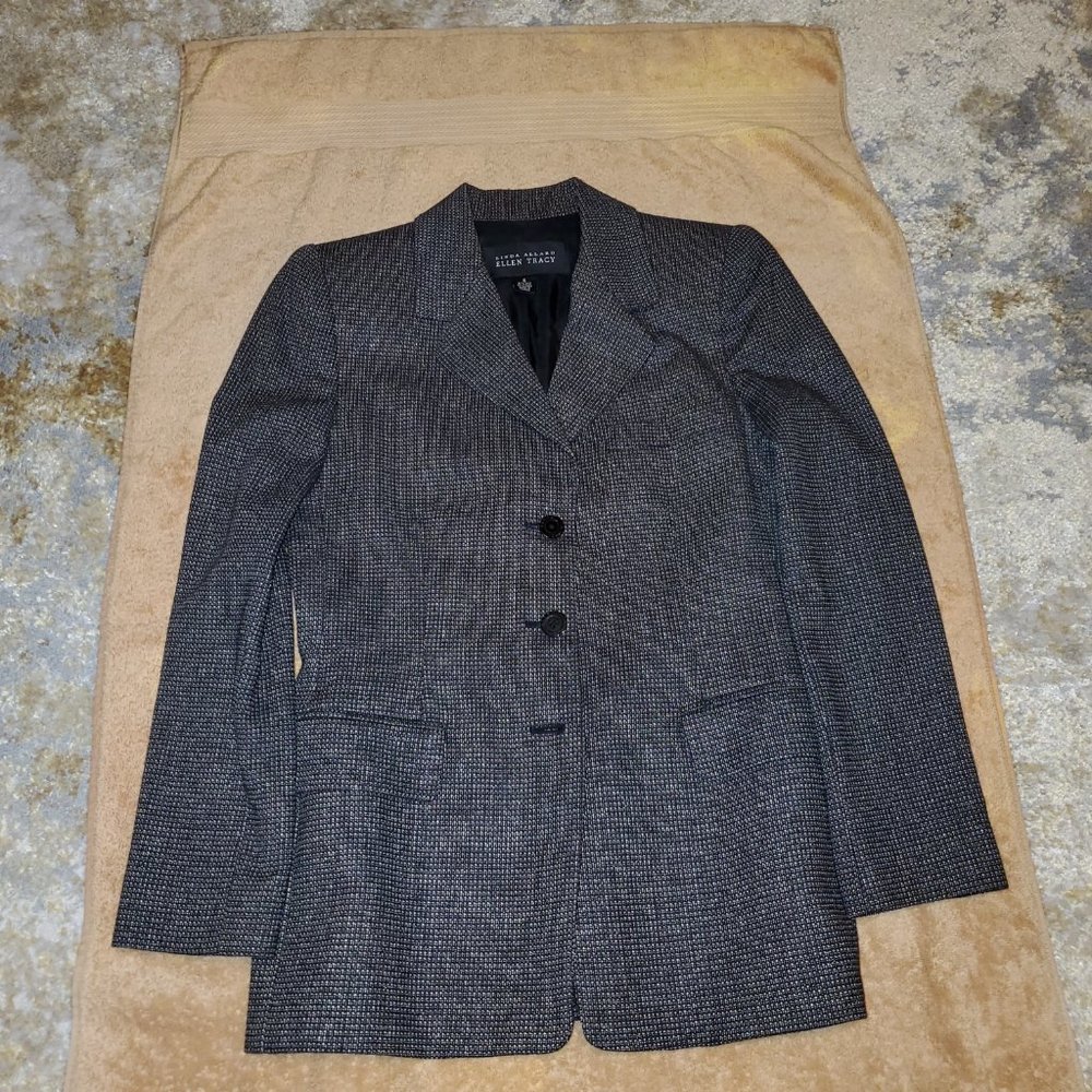 Linda Allard/Ellen Tracy Black/White Checkered suit jacket - Picture 3 of 6